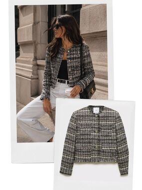 MANGO tweed jacket metallic